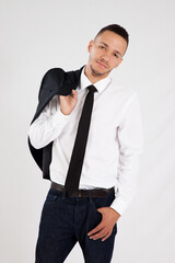 Handsome man in a suit looking thoughtful