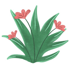 Flowers Grass Watercolor Clipart