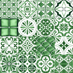 Gorgeous seamless patchwork pattern from dark green and white
