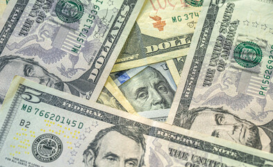 American dollars closeup, paper money, cash, finance concept.