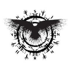 Scandinavian viking black raven symbol