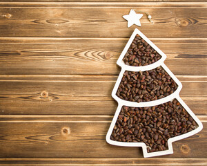 Happy New Year 2023. Christmas pine nuts in saucers in the form of a Christmas tree. Christmas...