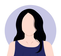 Flat vector illustration of a young woman with wavy hair