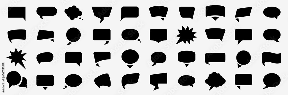 Poster big set of black speech bubbles sticker. set of black empty web or social media speech bubbles chat 