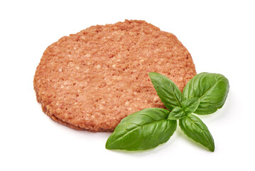 Raw fresh large beef burger isolated on white background