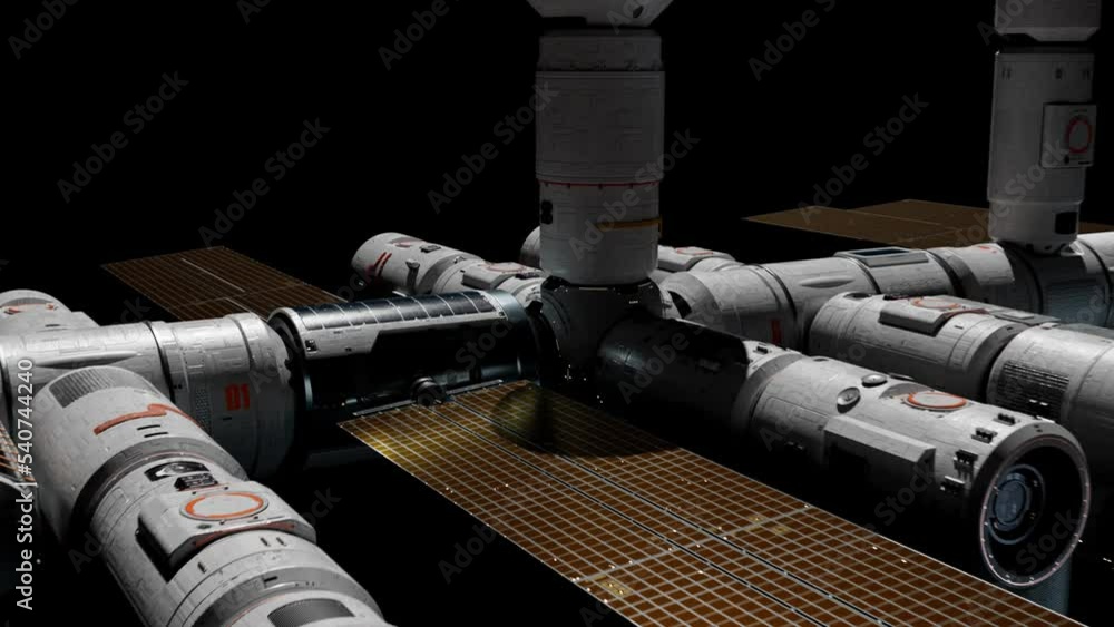 Canvas Prints the space station in orbit. the concept of space technology of the near future and the conquest of t