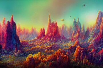 alien_multiverse_landscape_natural_nature_colorful generative ai