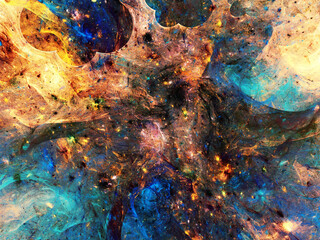 blue and yellow abstract fractal background 3d rendering illustration