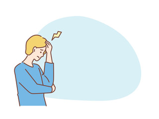 病院の受診(医療、医者、アドバイス、サポート、頭痛、処方箋、若者) Hospital consultation. Medical, doctor, advice, support, headache, prescription, youth.