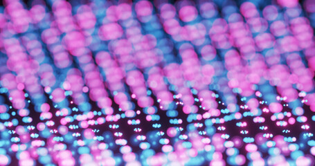 Obraz premium Render with blue and pink dots and bokeh, soft focus