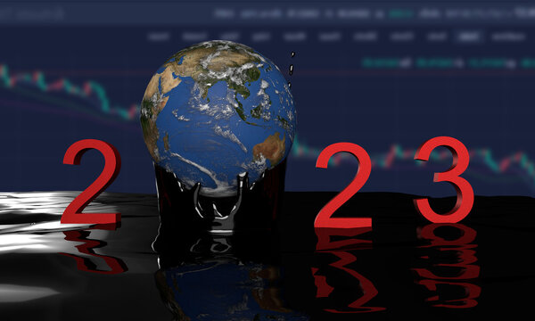 2023 start beginning red text font number earth worldwide planet chart graph symbol business economy crisis investment debt stack inflation recession money financial loan currency tax 2022 finish rate