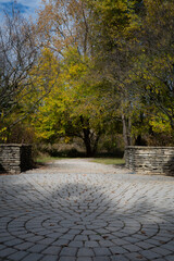 Pathway to a nature park in the fall of the year