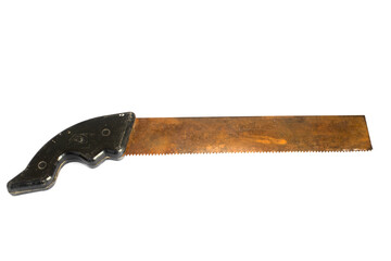 saw with a wooden handle isolated on white background