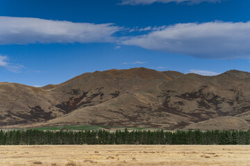 Magnificent view of mountain range  from Geraldine Fairlie Lookout point on Highway 79, Canterbury,...