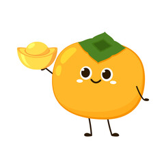Persimmon cartoon vector. Persimmon on white background. Cute Persimmon character design.