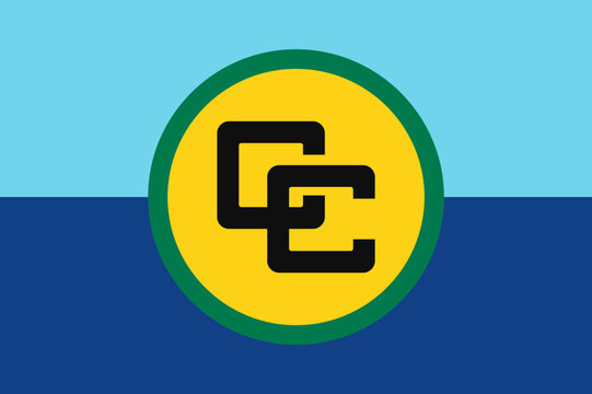 Flag of Caribbean Community (CARICOM or CC), blue, yellow, black, green