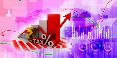 3d rendering Stock market online business concept. business Graph with indian rupee sign