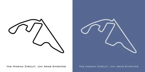 Fototapete Yas Marina Circuit for formula one F1, motorsport, GP, autosport and season grand prix race tracks. Vector on white and blue background. Abu Dhabi, United Arab Emirates - Abu Dhabi Grand Prix © WINDERFULL STUDIO