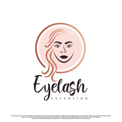 Beauty eyelash extension logo design with creative element Premium Vector