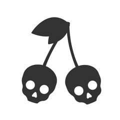Sweet cherry skull icon. Halloween flat vector