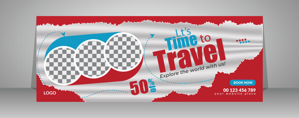 Travel facebook cover social media banner and web banner template design