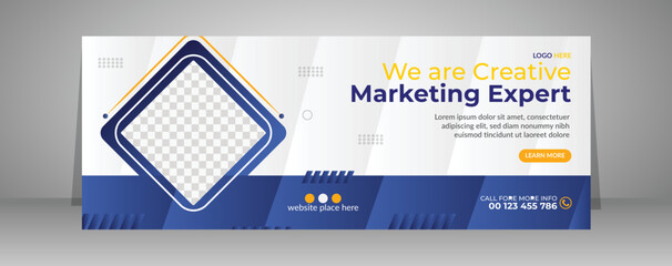 Digital marketing webinar facebook cover banner design and corporate business webinar web banner template - obrazy, fototapety, plakaty
