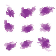 Vector brush of splash purple watercolor illustration on white background
