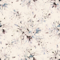  Abstract seamless floral delicate pattern painted flowers