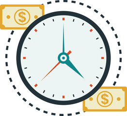 clock and money illustration in minimal style