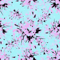  Abstract seamless floral delicate pattern painted flowers
