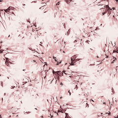  Abstract seamless floral delicate pattern painted flowers