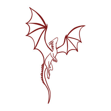 Red Dragon Outlined