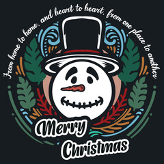 snowman christmas vector art illustration