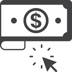 money and cursor illustration in minimal style