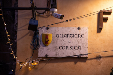 Street Plate in the ancient city of Orvieto, Italy