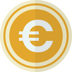 euro coin illustration in minimal style - obrazy, fototapety, plakaty