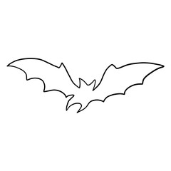 Black Flying Bat Outlined