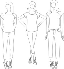 Mannequin line art flat illustration	