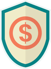 shield and money illustration in minimal style