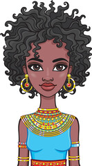 Portrait of an African girl. Vector illustration isolated on a white background.