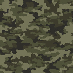 Camouflage texture seamless pattern. Abstract modern military camo background for fabric and fashion textile print. Vector illustration.