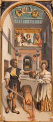 BELLANO, ITALY - JULY 20, 2022: The ranaissance painting of Decapitation of St. John Baptist in the...