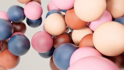 Minimal simple and beautiful color abstract background. Multicolor 3d spheres or balls floating. Beautiful fashion wallpaper or template. 