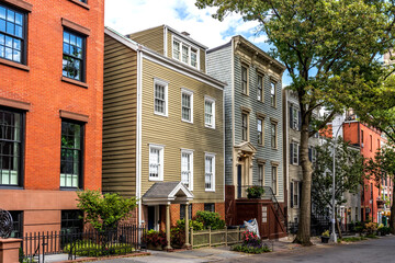 Picturesque wooden houses in Brooklyn Heights, New York City, USA