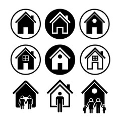 House icons set. Home icon collection. Flat style vector home pictogram symbols. Real estate concept.
