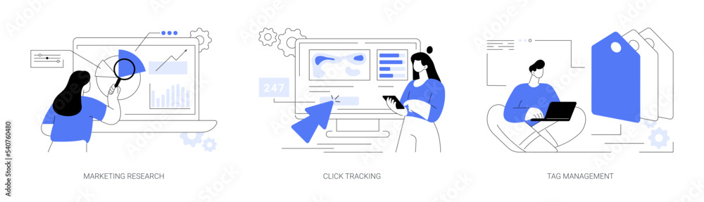 Poster analytics software abstract concept vector illustrations.
