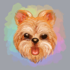 Watercolor Yorkie Dog Cartoon isolated on a white background