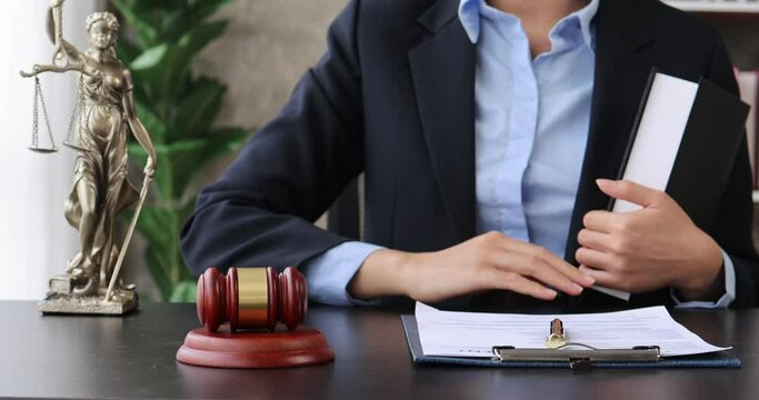 justice and law concept - judge in a courtroom with the gavel, slow motion	