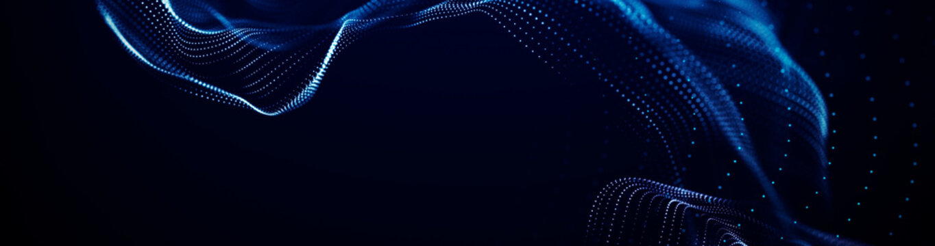 Abstract wave of connected hexagons. Futuristic polygonal background. Artificial intelligence. Big data technology. 3d rendering