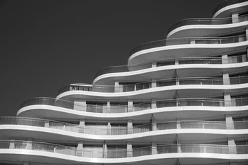 Poster Modern office and home building details. Luxury real estate. Black and white monochrome image © Michalis Palis